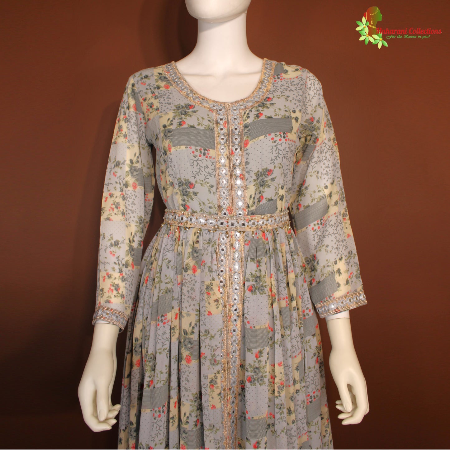Maharani's Long Dress - Chiffon - Grey (M)