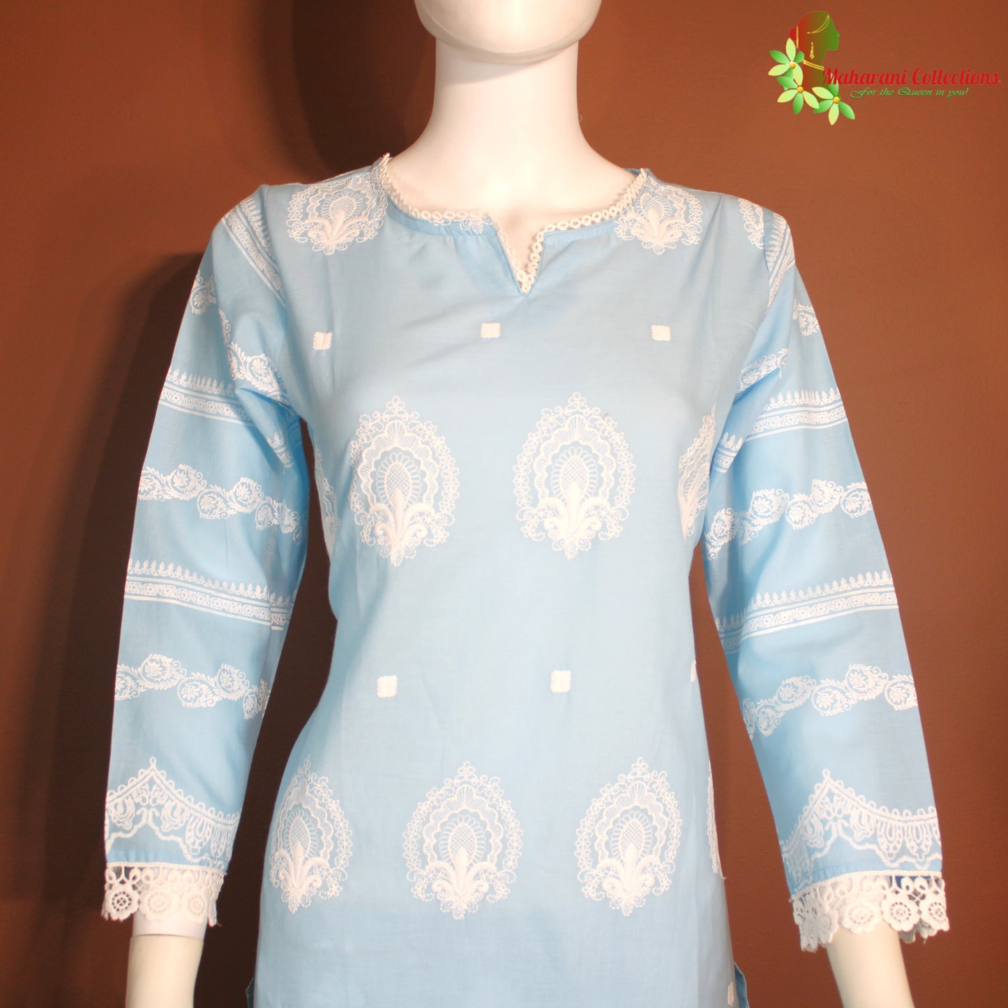 Maharani's Pant Suit - Cotton Silk - Sky Blue (S, M, L)