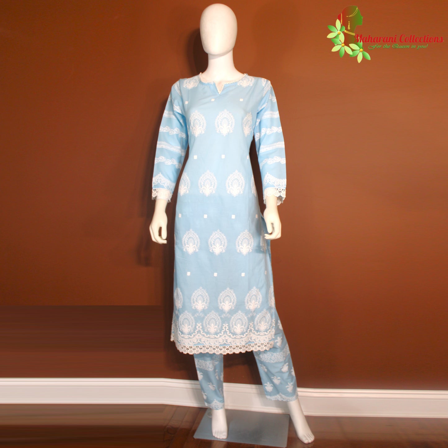 Maharani's Pant Suit - Cotton Silk - Sky Blue (S, M, L)