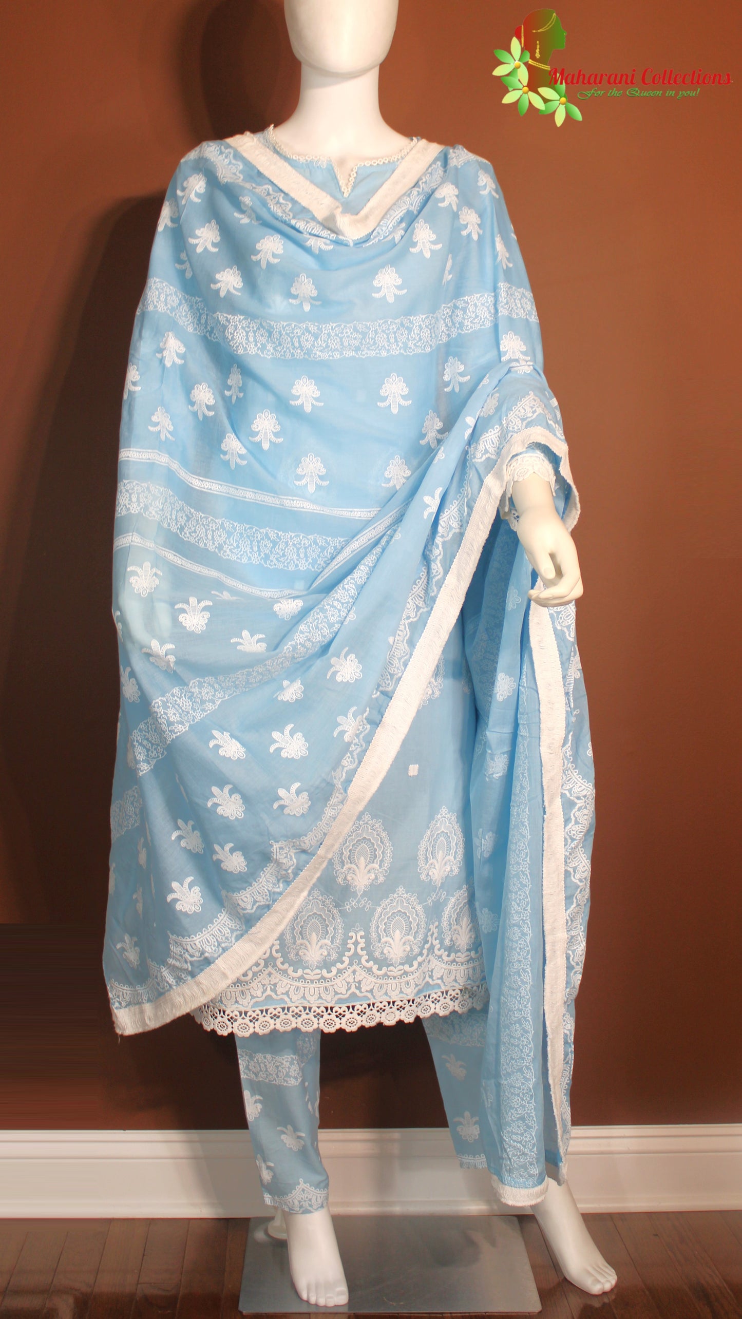 Maharani's Pant Suit - Cotton Silk - Sky Blue (S, M, L)