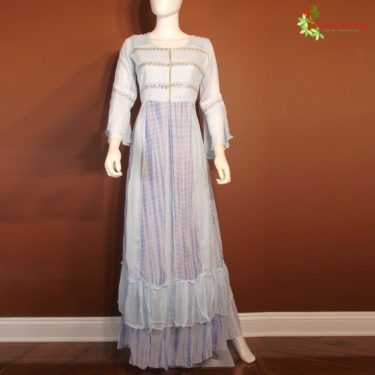 Maharani's Long Dress - Georgette - Sky Blue (S)
