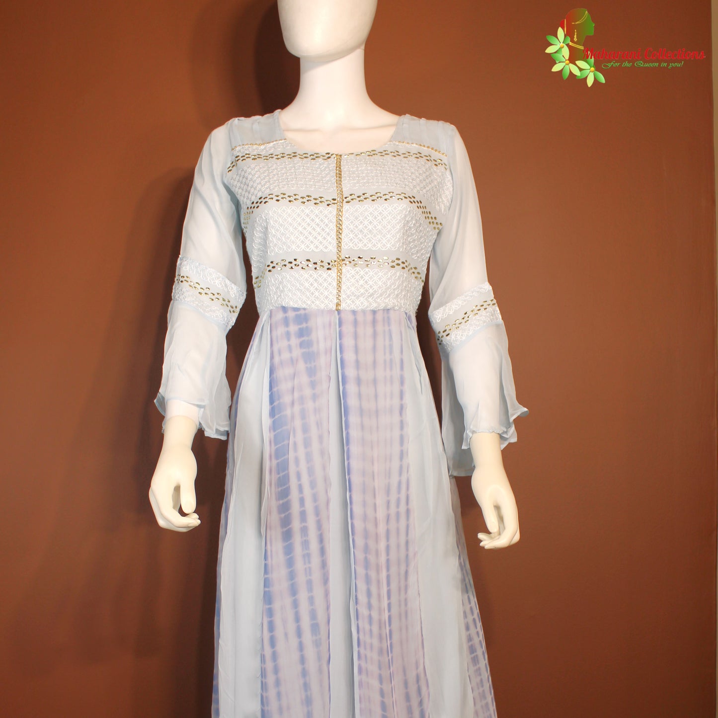 Maharani's Long Dress - Georgette - Sky Blue (S)
