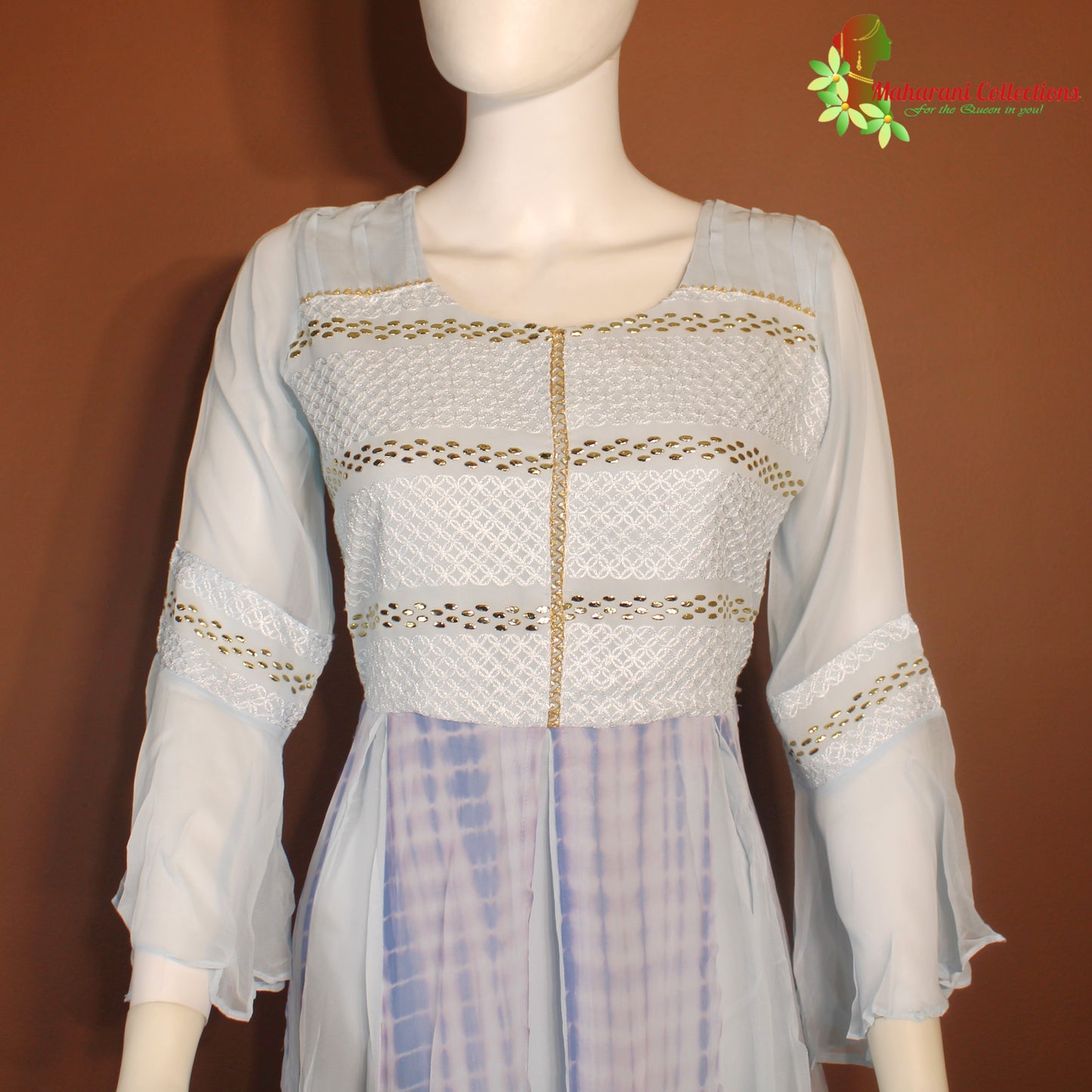 Maharani's Long Dress - Georgette - Sky Blue (S)