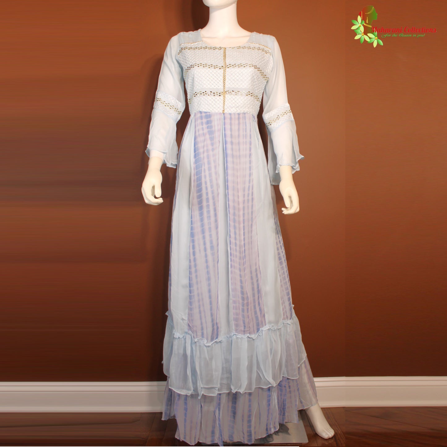 Maharani's Long Dress - Georgette - Sky Blue (S)