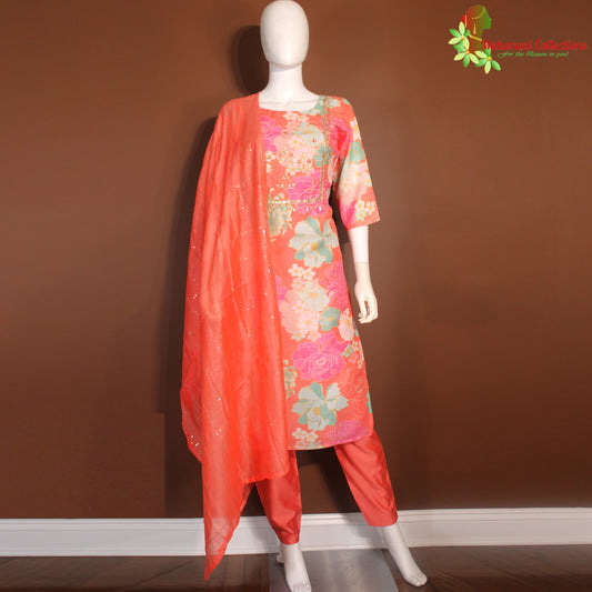 Maharani's Pant suit - Pure Silk - Orange (S, M, XL)