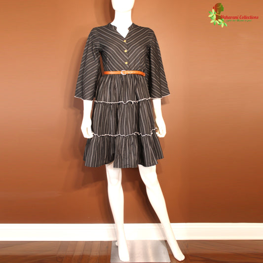 Maharani's Short Dress - pure cotton - Black (XS)