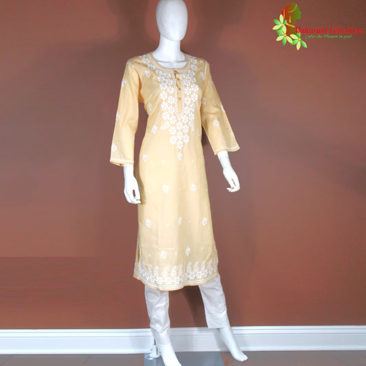 Maharani's Pant Suit - Pure Cotton - Light Yellow (M, L, XL)