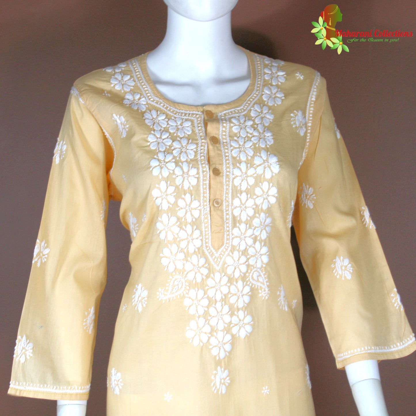 Maharani's Pant Suit - Pure Cotton - Light Yellow (M, L, XL)