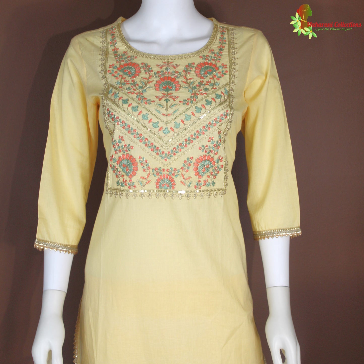 Maharani's Pant Suit - Cotton Silk - Yellow (S, M, L)
