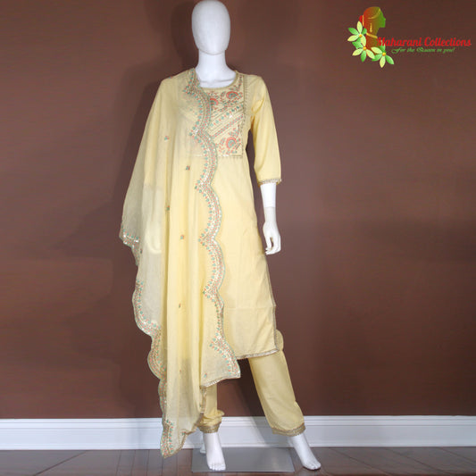 Maharani's Pant Suit - Cotton Silk - Yellow (S, M, L)