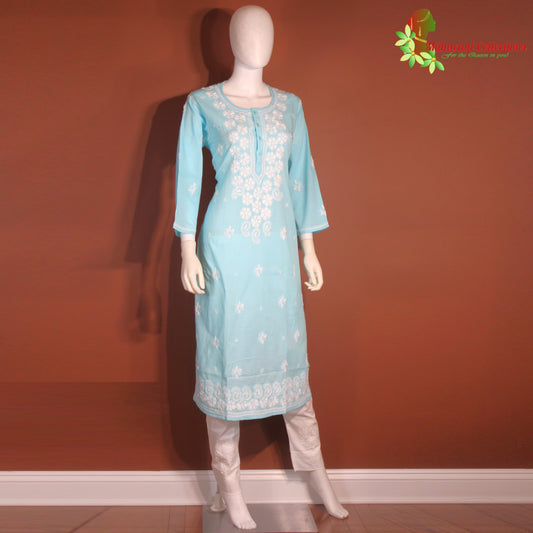 Maharani's Pant Suit - Pure Cotton - Sky Blue (M, L, XL)