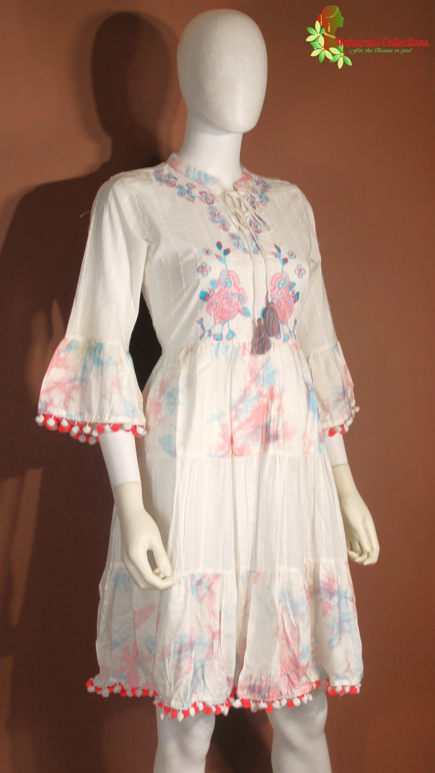 Maharani's Tie & Dye Short dress - White Multicolor (S, M)