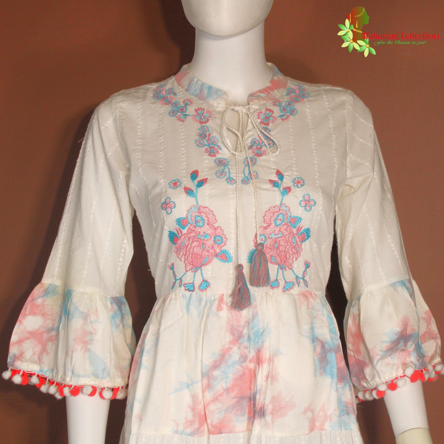 Maharani's Tie & Dye Short dress - White Multicolor (S, M)