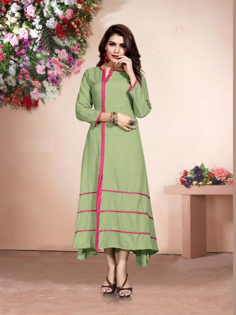 Maharani's Satin Silk Evening Dress - Green (L)