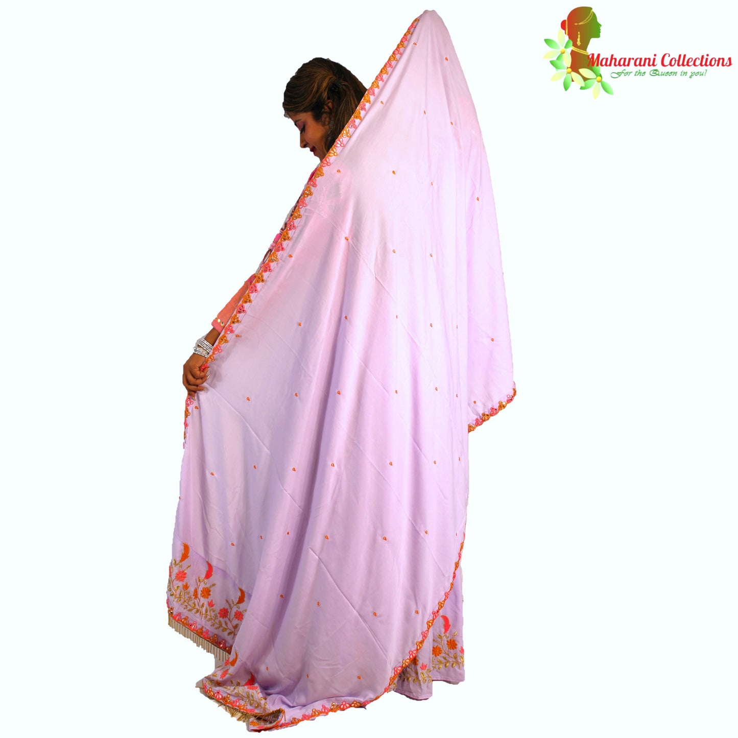 Maharani's Soft Silk Lehenga - Pink and Light Purple