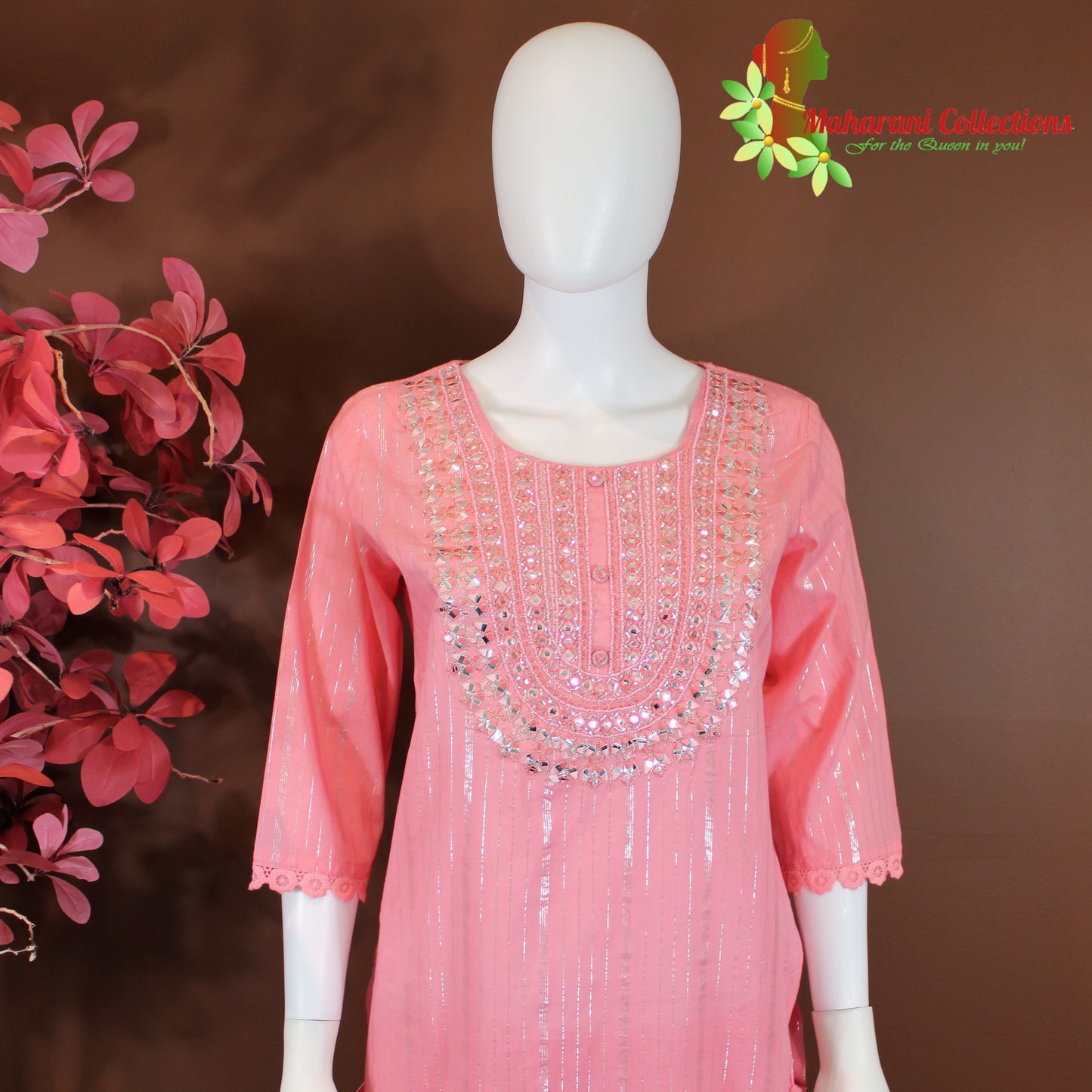 Maharani's Sharara Suit - Peach - Pure Muslin Silk (M/L/XL)