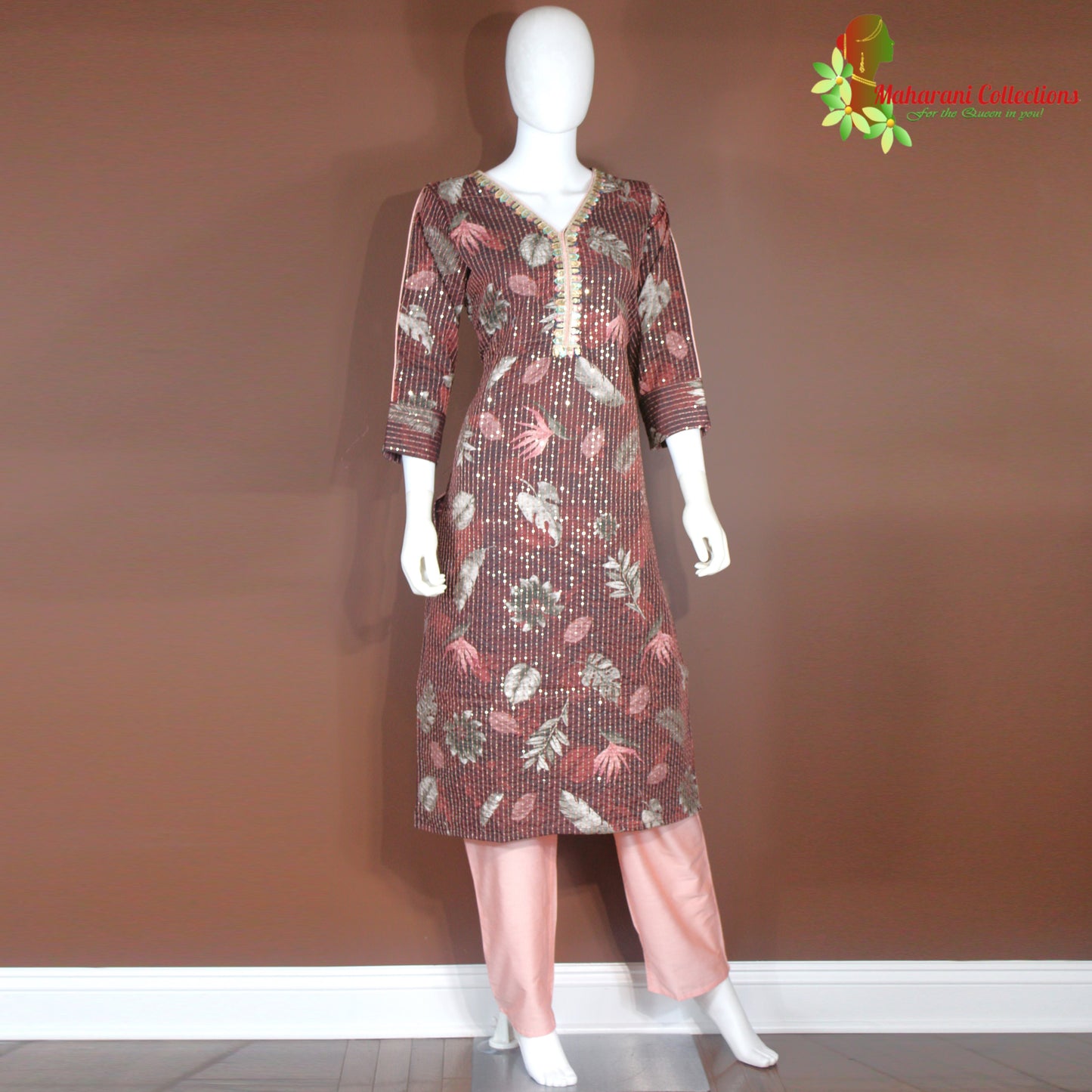 Maharani's Pant Suit - Soft Cotton - Maroon (S, L)