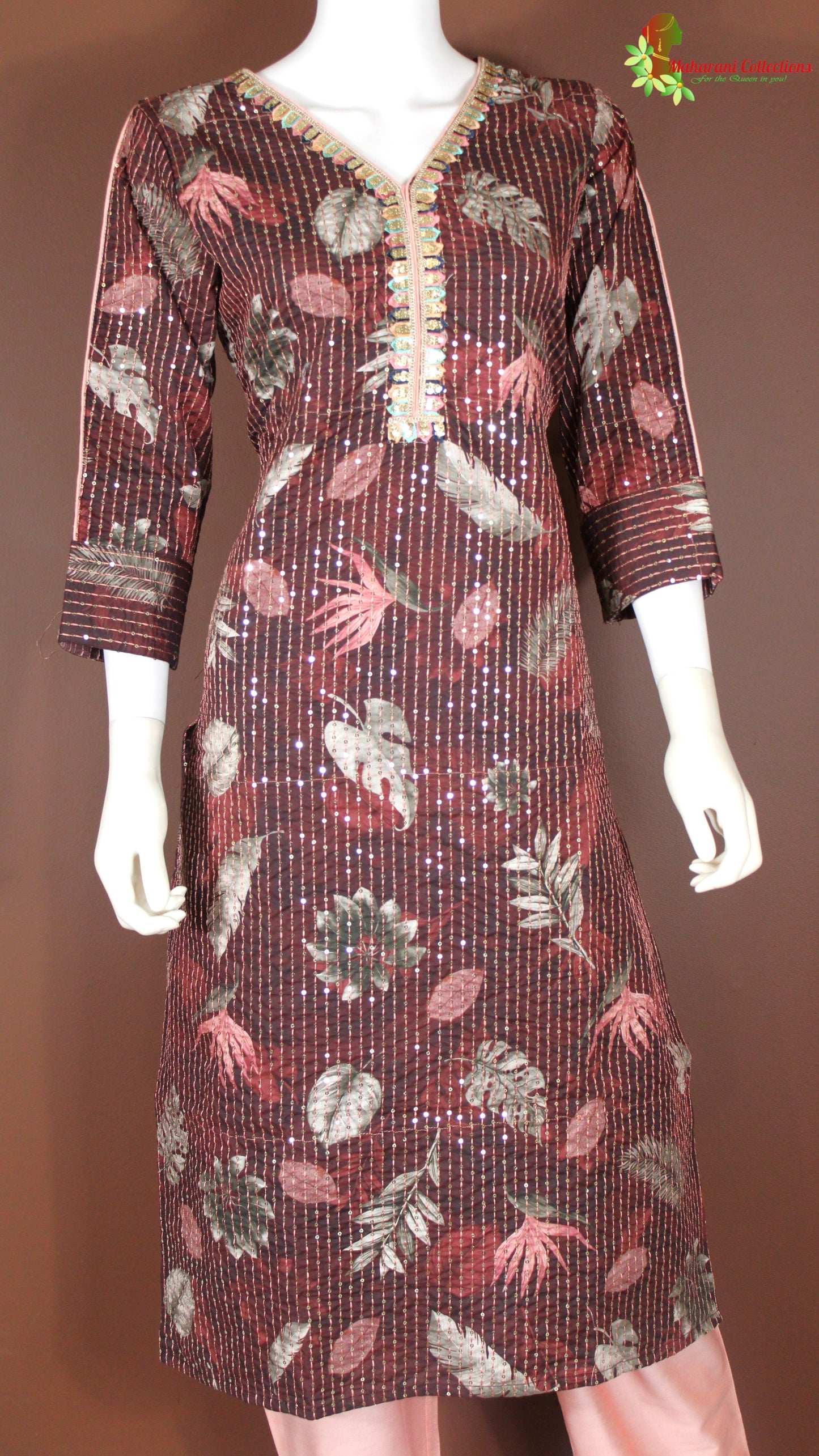 Maharani's Pant Suit - Soft Cotton - Maroon (S, L)