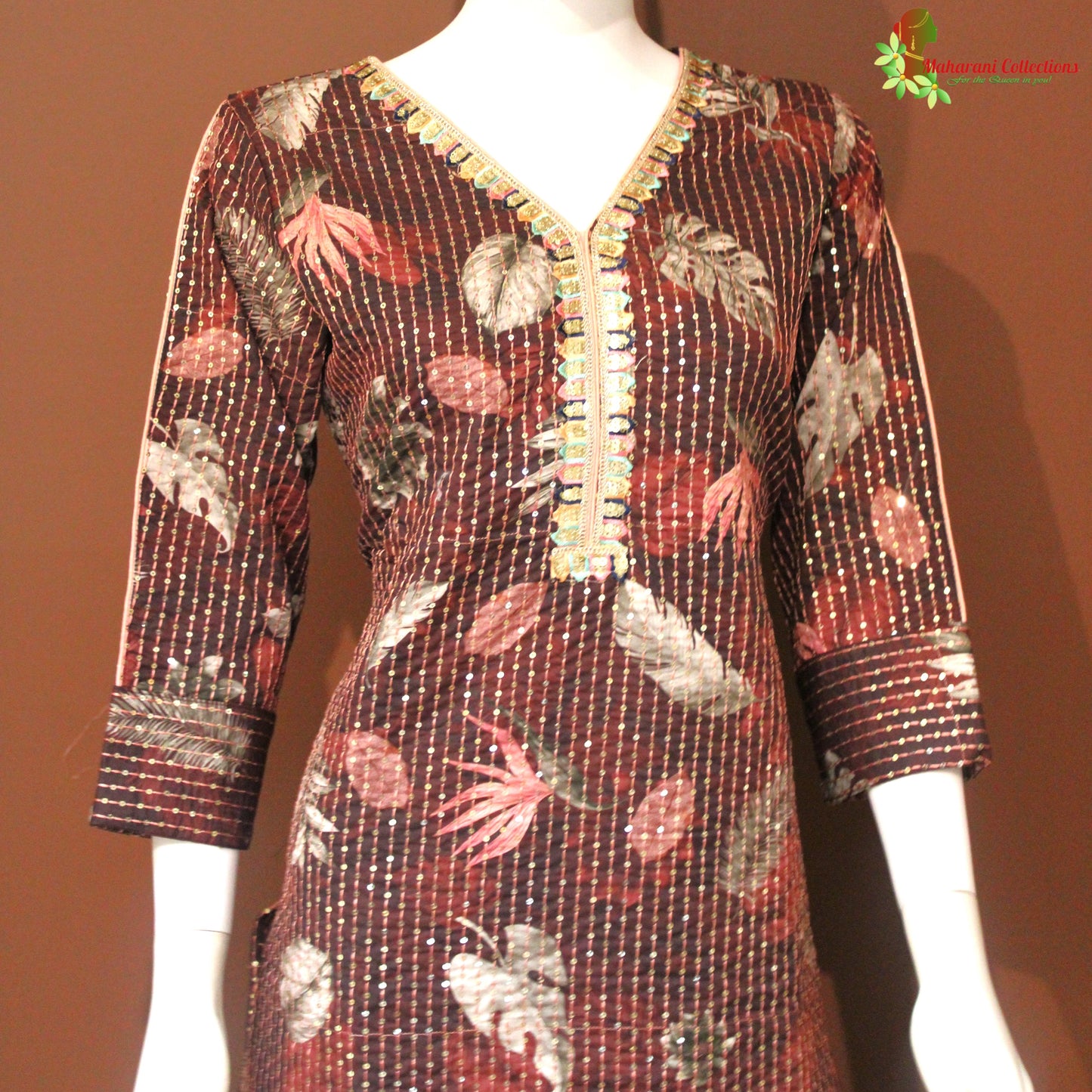 Maharani's Pant Suit - Soft Cotton - Maroon (S, L)