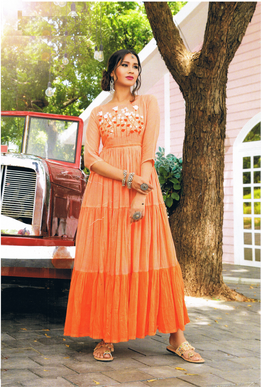 Maharani's Long Dress - Soft Cotton - Orange (XL)