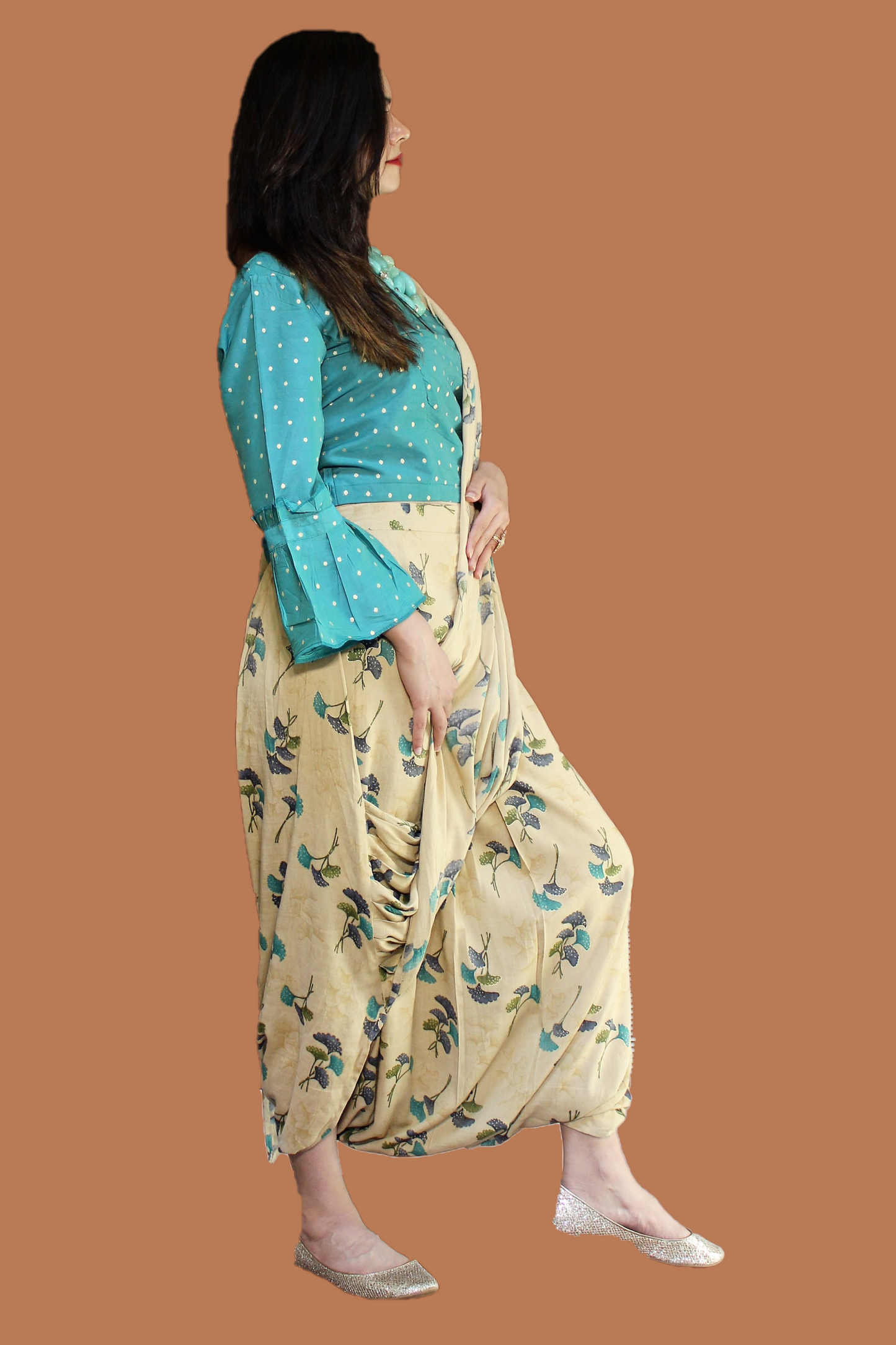 Indo-Western Cotton Dhoti-Top (L)