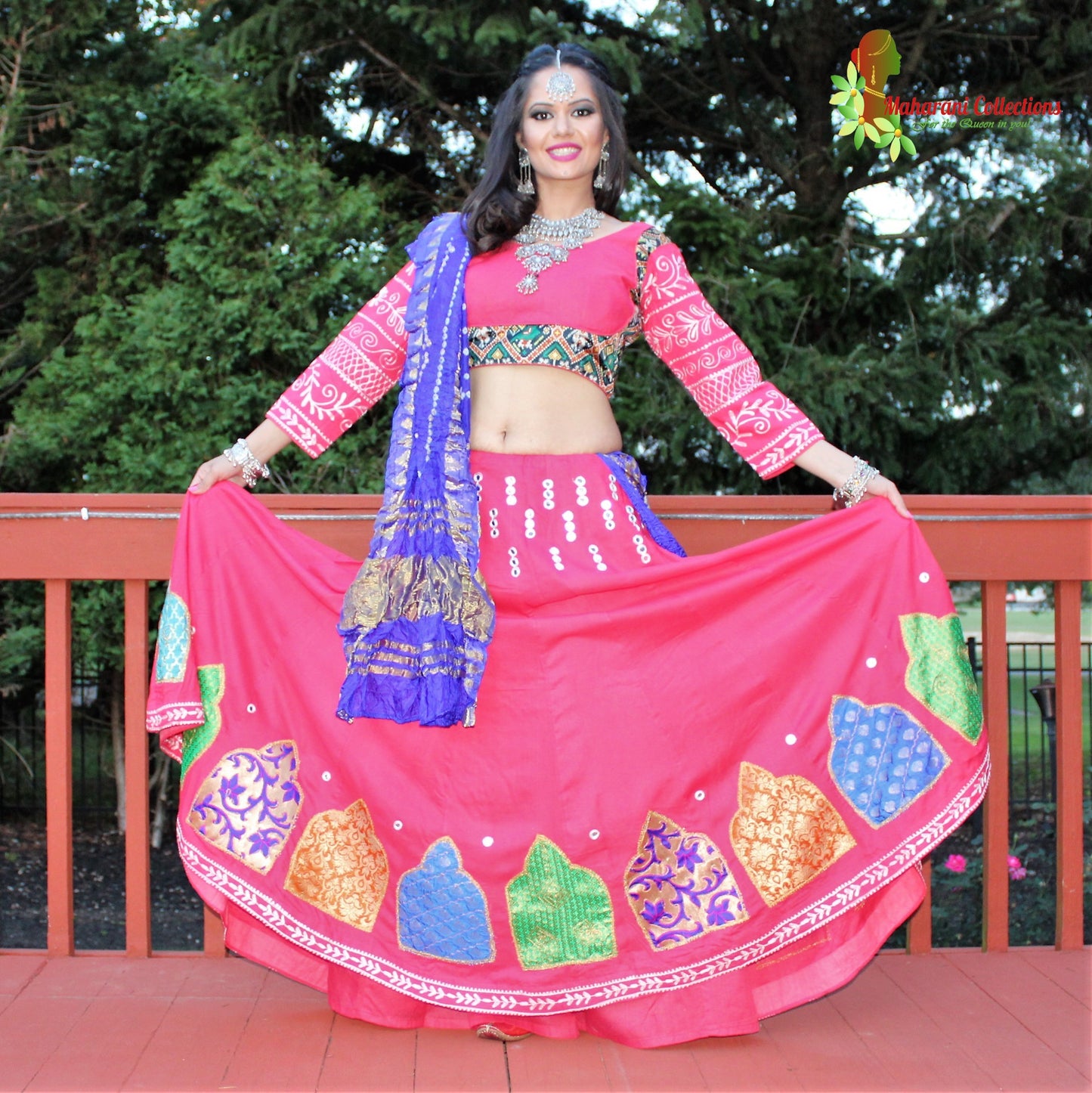 Maharani's Festive Chania Choli with Dupatta - Pink (M)