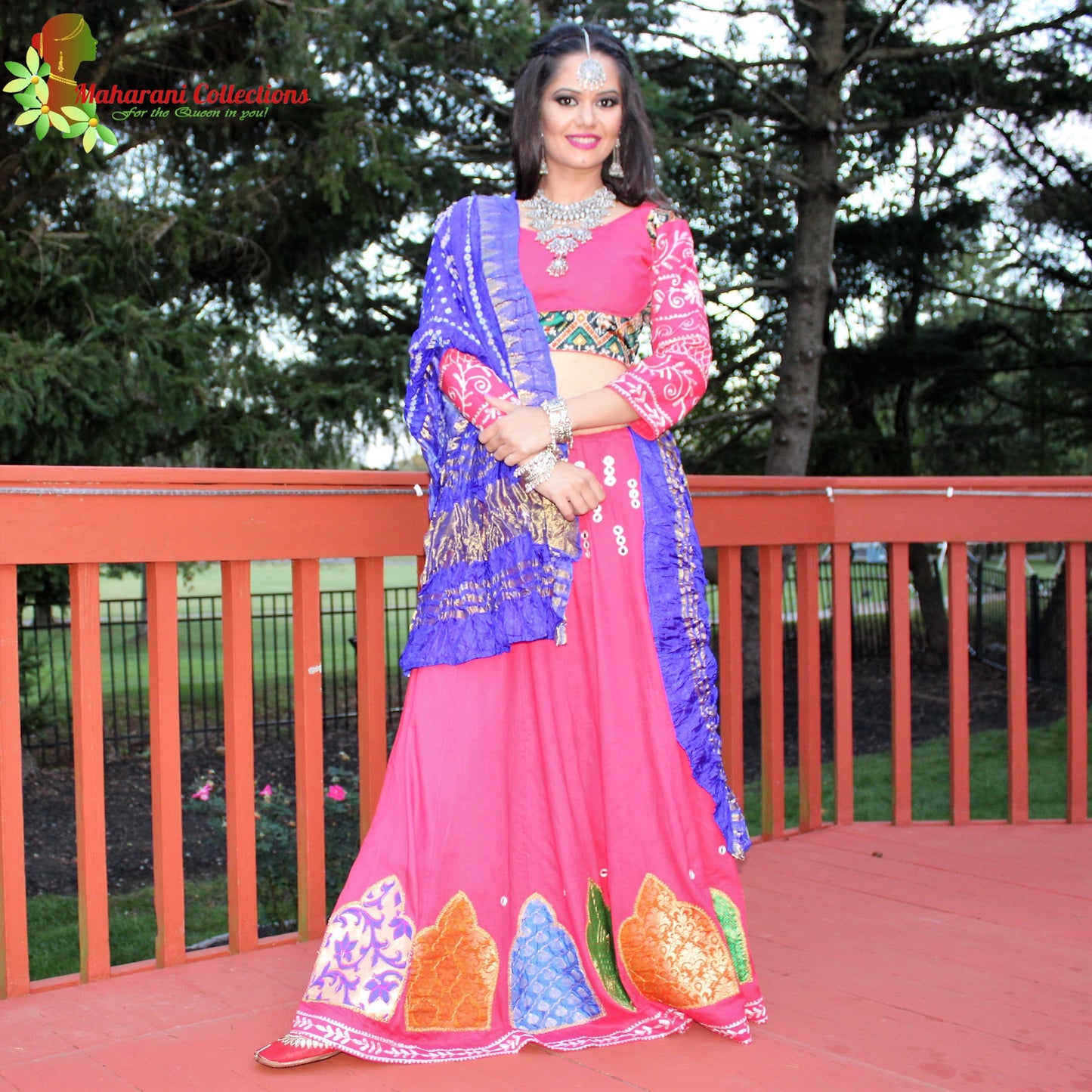 Maharani's Festive Chania Choli with Dupatta - Pink (M)