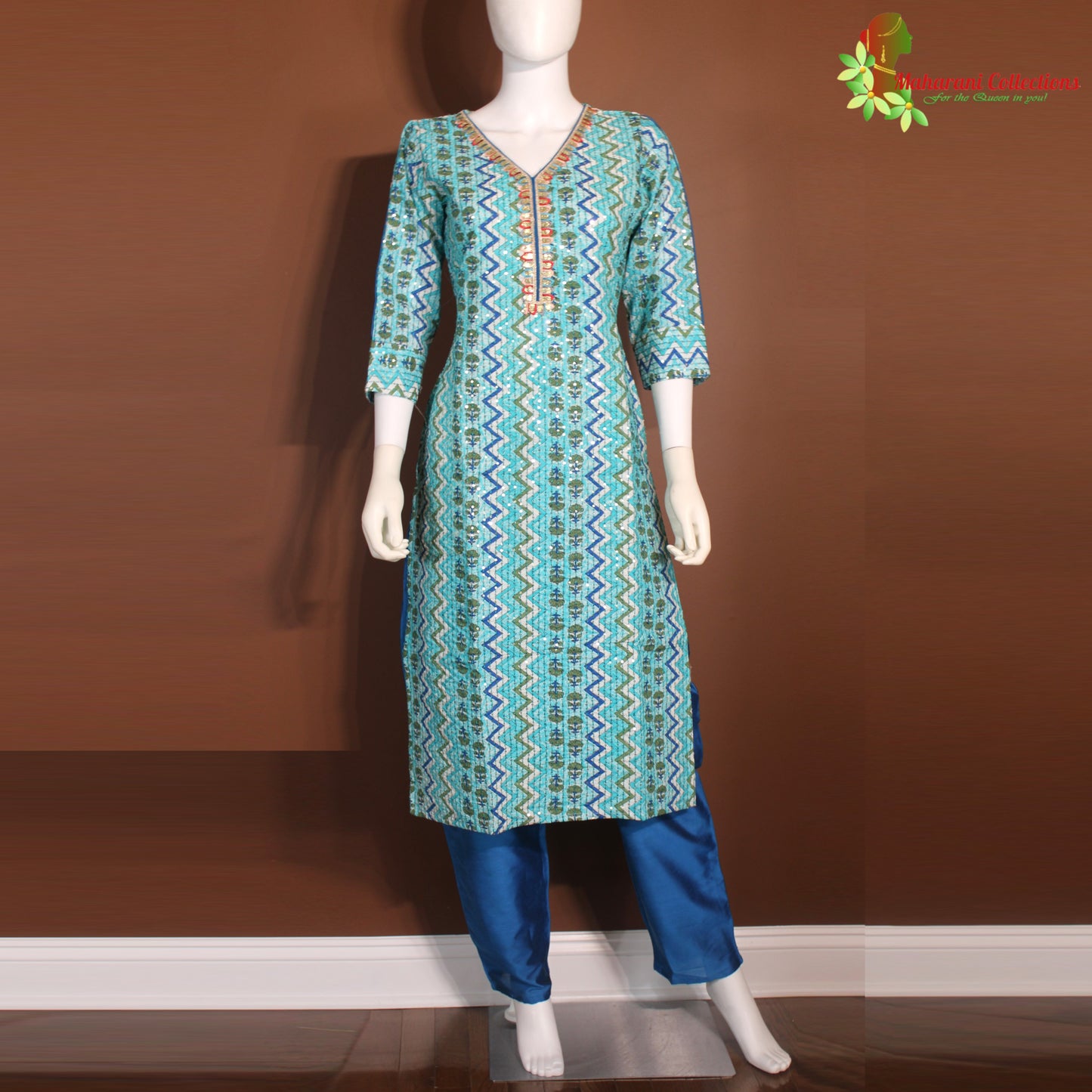 Maharani's Pant Suit - Soft Cotton - Blue (S, M)