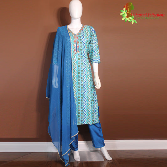 Maharani's Pant Suit - Soft Cotton - Blue (S, M)