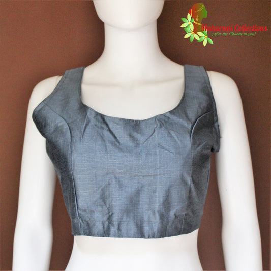 Maharani's Linen Silk Blouse - Slate Grey