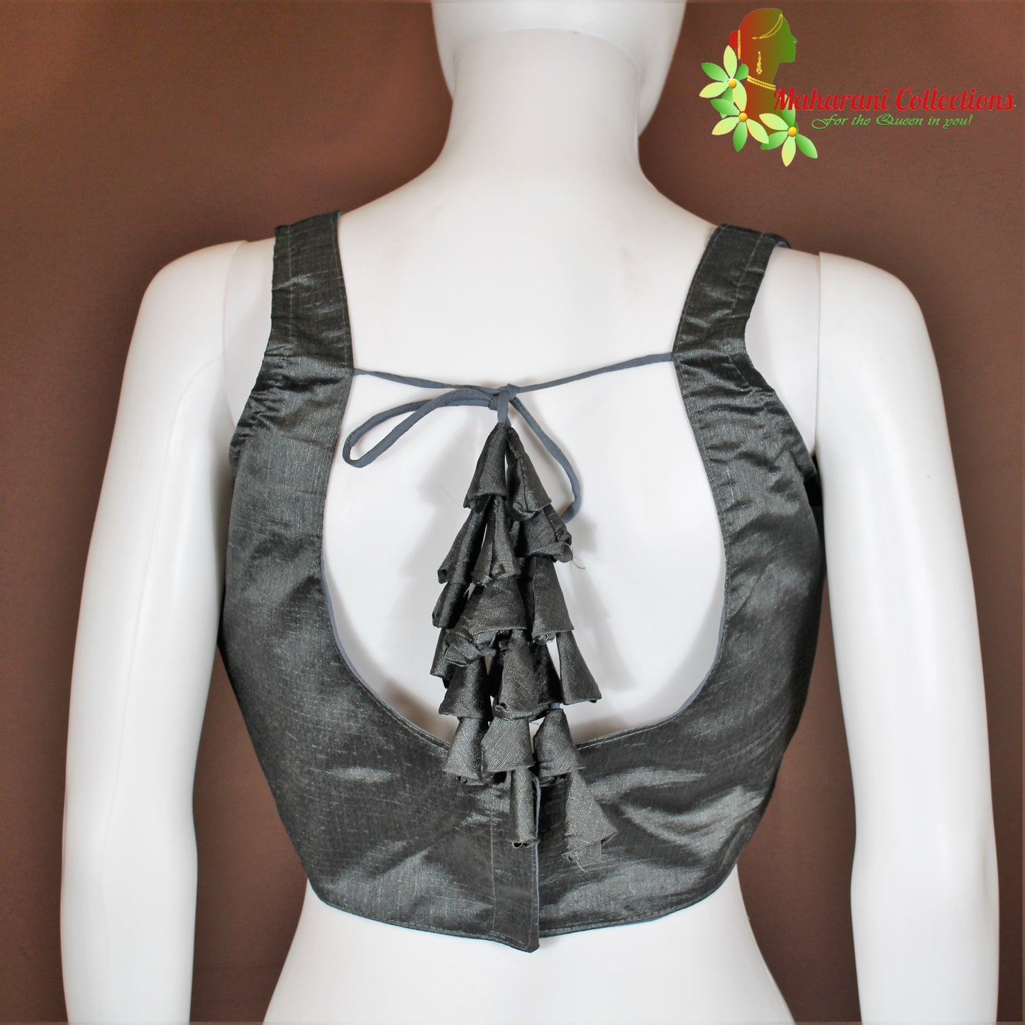 Maharani's Linen Silk Blouse - Slate Grey
