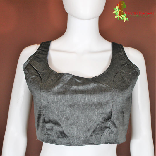 Maharani's Linen Silk Blouse - Slate Grey