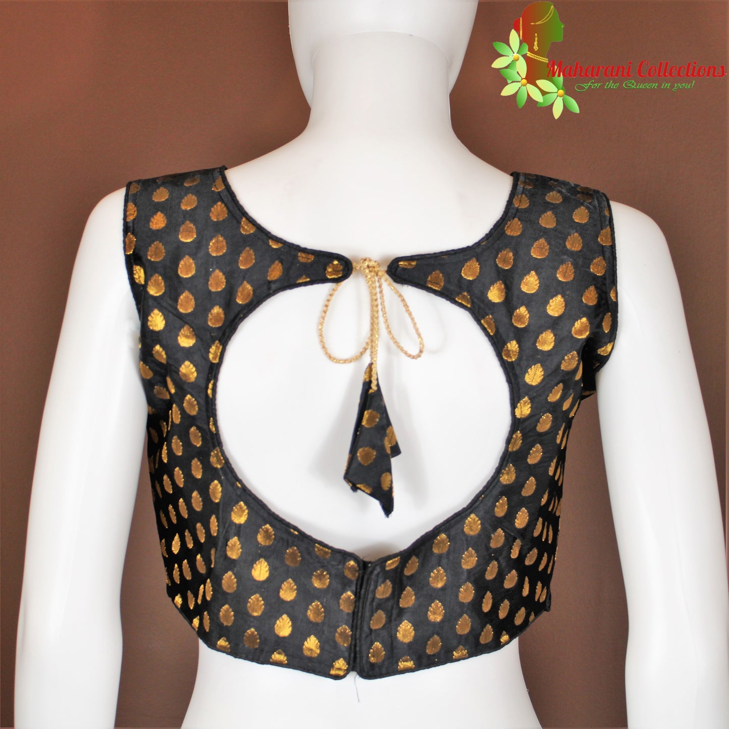 Maharani's Banarasi Silk Blouse with Golden Boota - Black