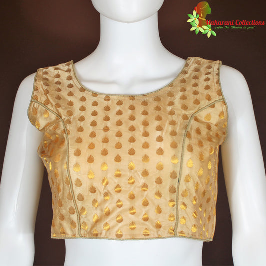 Maharani's Banarasi Silk Blouse with Golden Boota - Golden