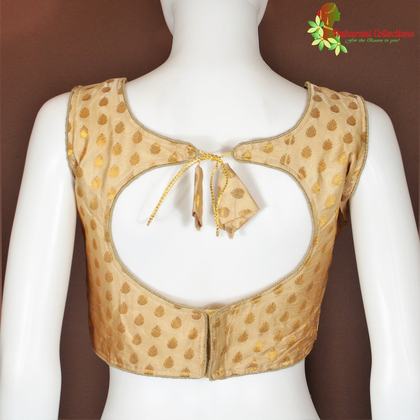 Maharani's Banarasi Silk Blouse with Golden Boota - Golden