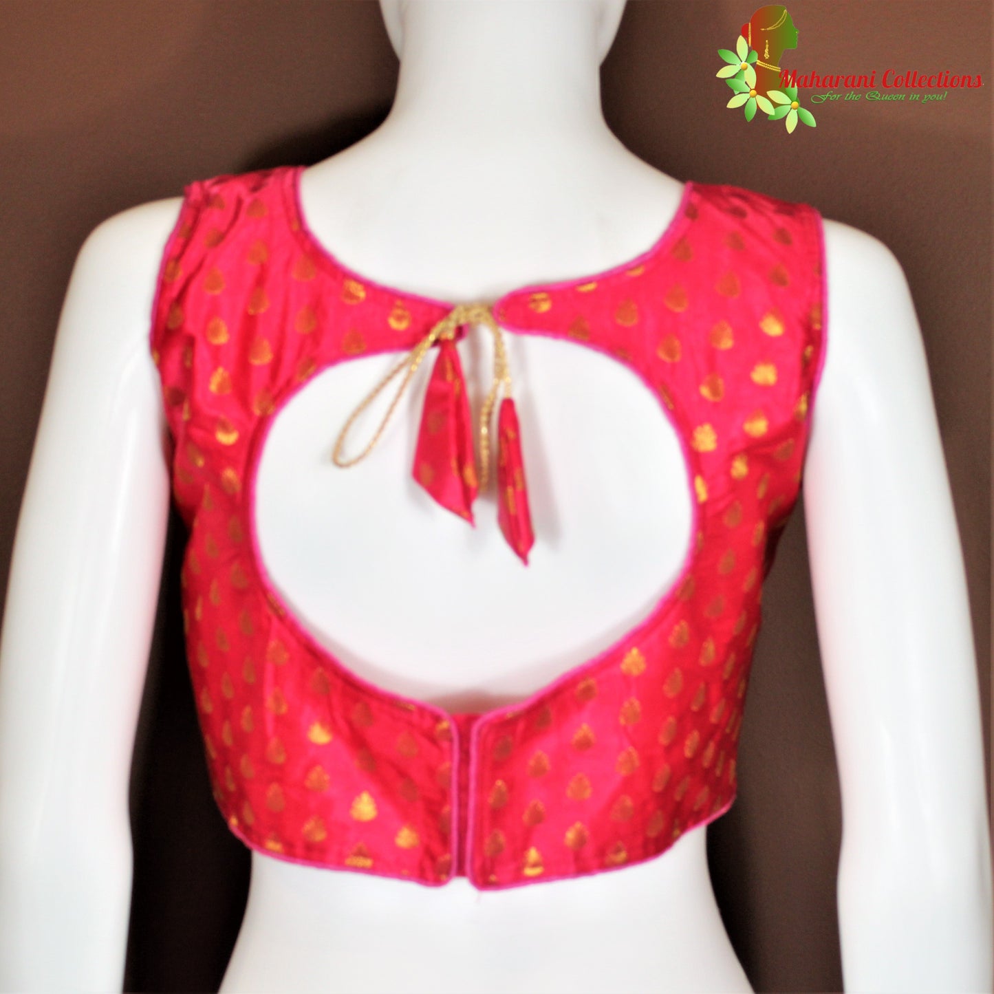 Maharani's Banarasi Silk Blouse with Golden Boota - Pink