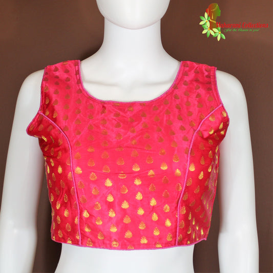 Maharani's Banarasi Silk Blouse with Golden Boota - Pink