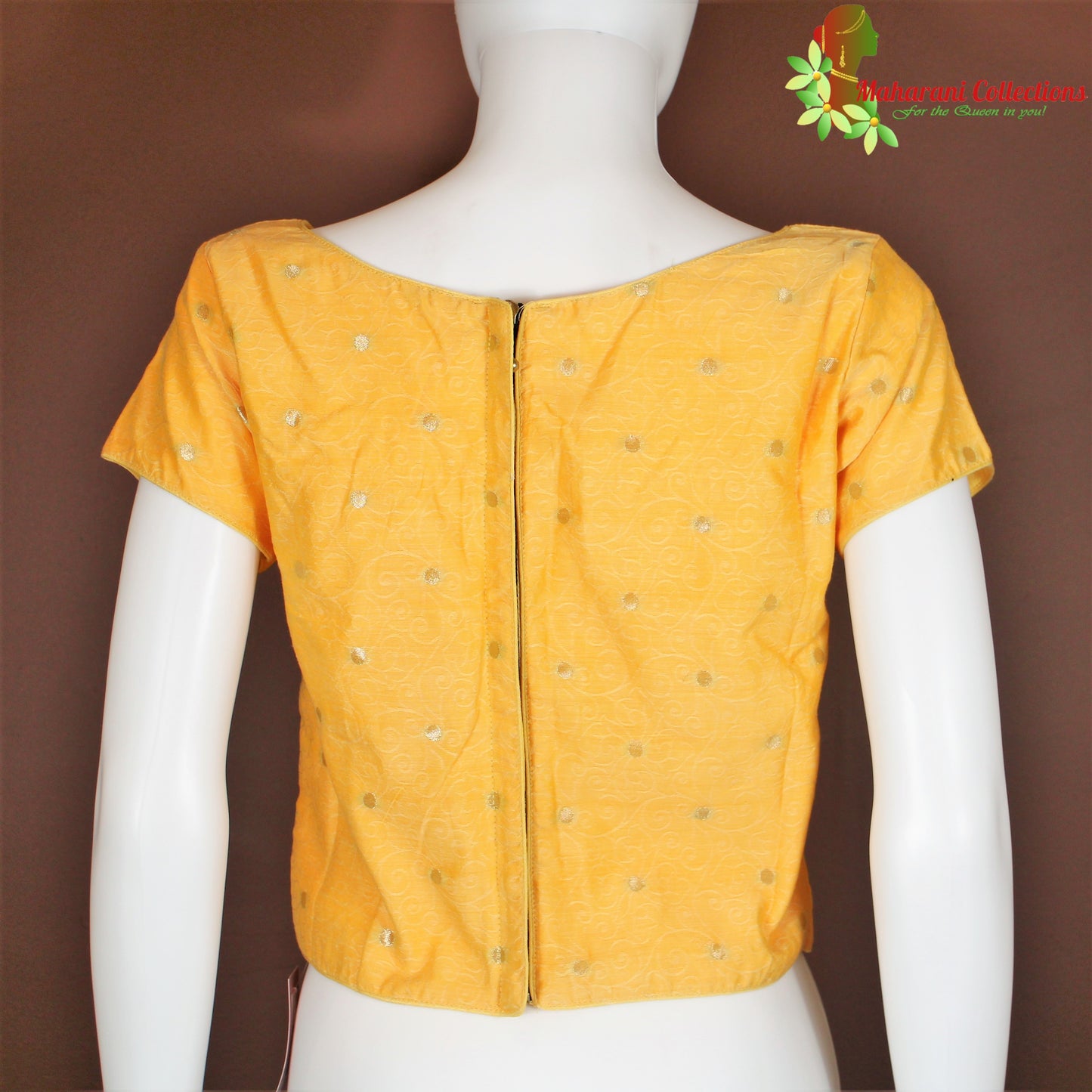 Maharani's Banarasi Silk Long Blouse - Yellow