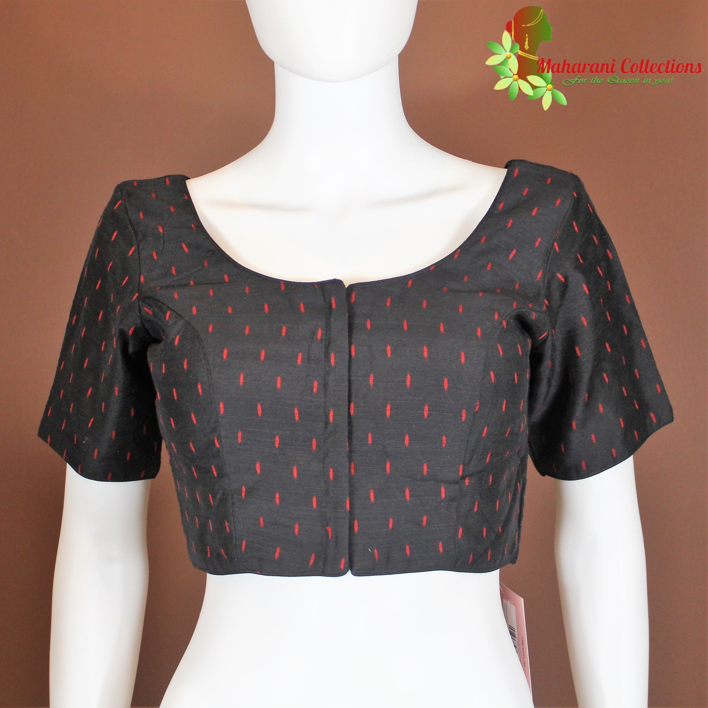 Maharani's Linen Silk Designer Blouse - Black