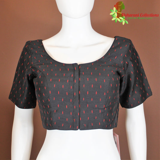 Maharani's Linen Silk Designer Blouse - Black