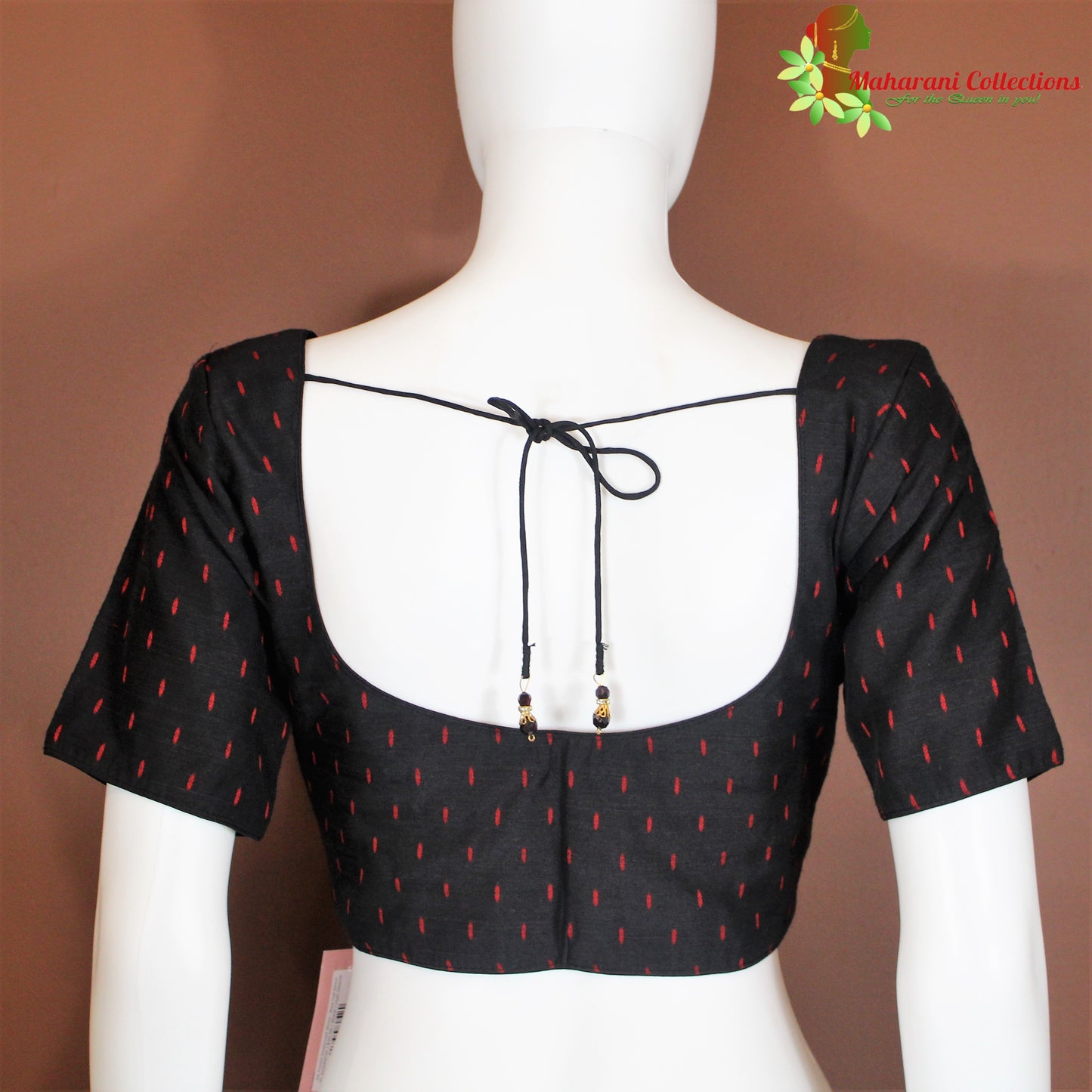 Maharani's Linen Silk Designer Blouse - Black