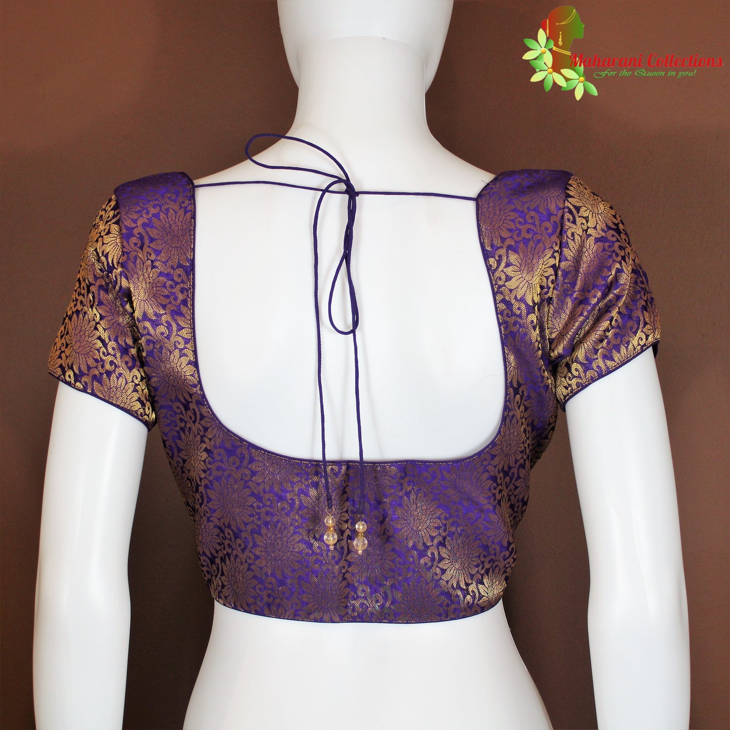 Maharani's Banarasi Silk Golden Zari Blouse - Purple