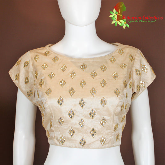 Maharani's Banarasi Silk Designer Blouse - Beige