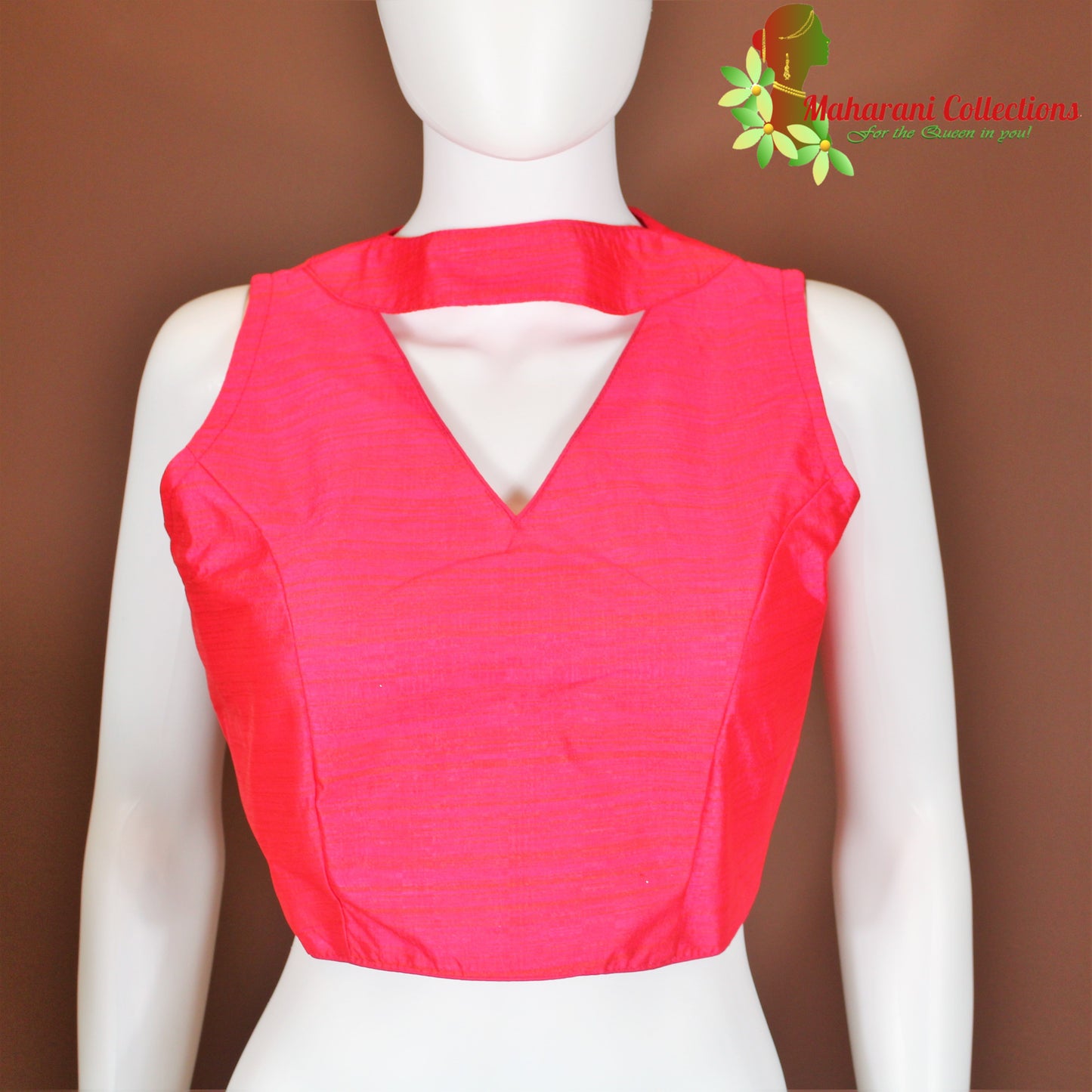Maharani's Linen Silk Designer Blouse - Deep Pink