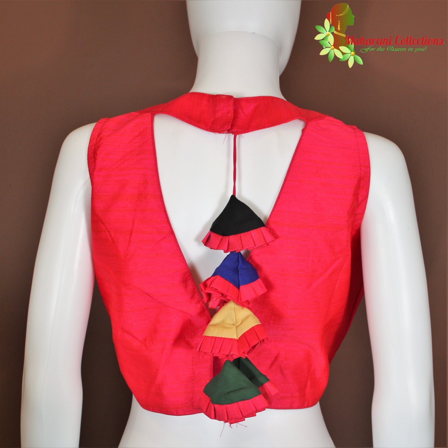 Maharani's Linen Silk Designer Blouse - Deep Pink