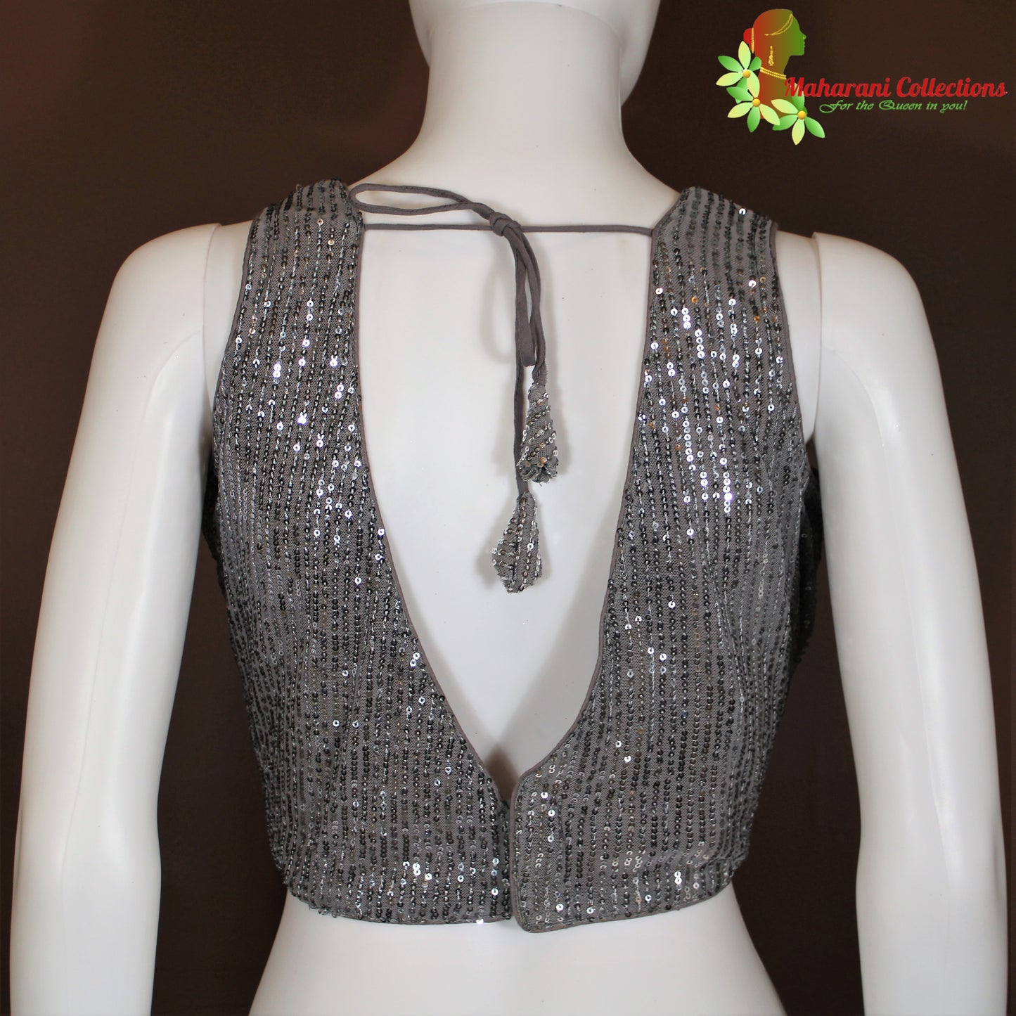 Maharani's Glittering Sequins Blouse - Grey