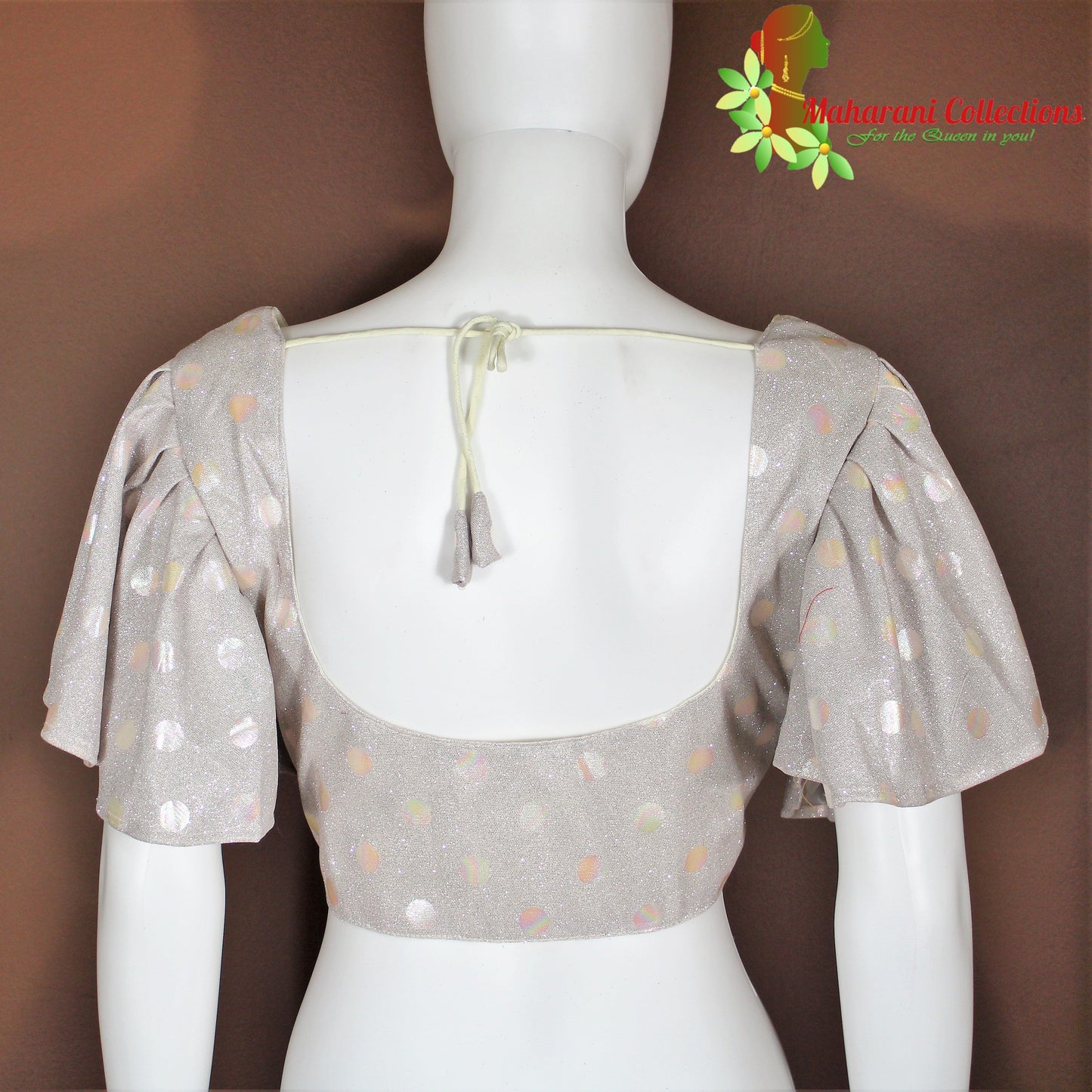 Maharani's Designer Lycra Blouse - Glittering Cream