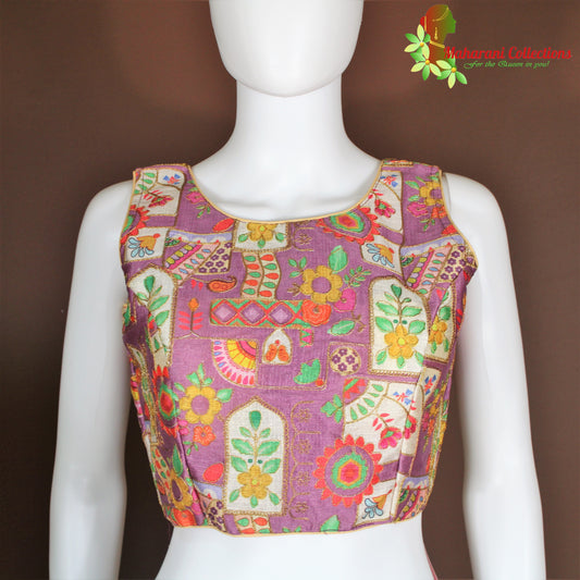 Maharani's Cotton Floral Blouse - Purple