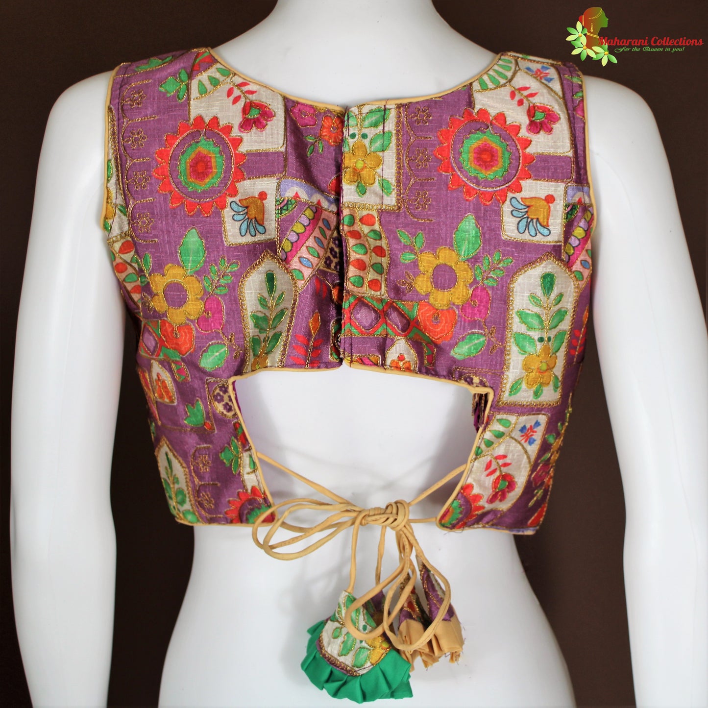 Maharani's Cotton Floral Blouse - Purple