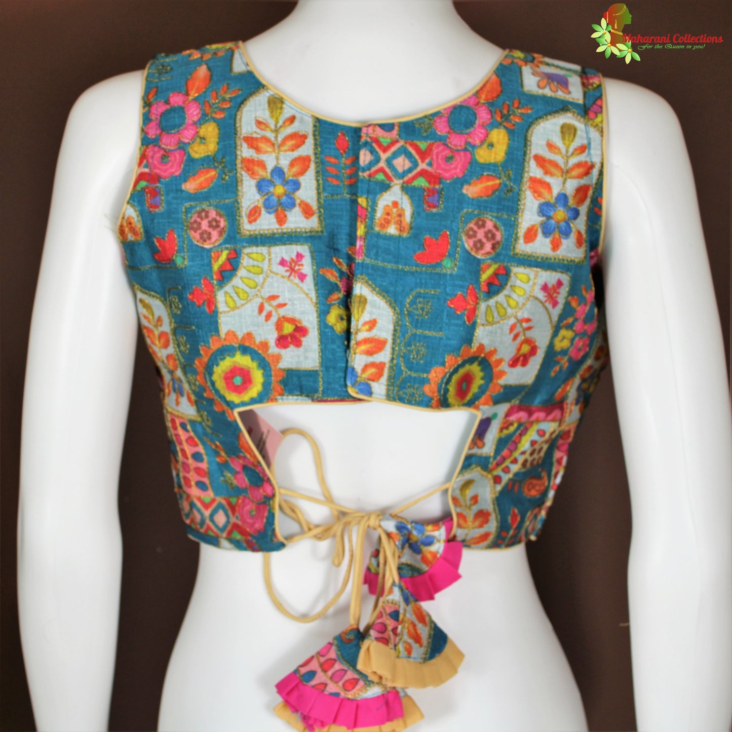 Maharani's Cotton Floral Blouse - Sea Green